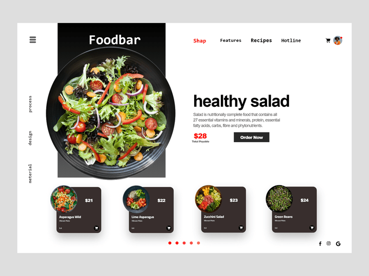 مشروع طعام عبر الإنترنت بعنوان Foodbar