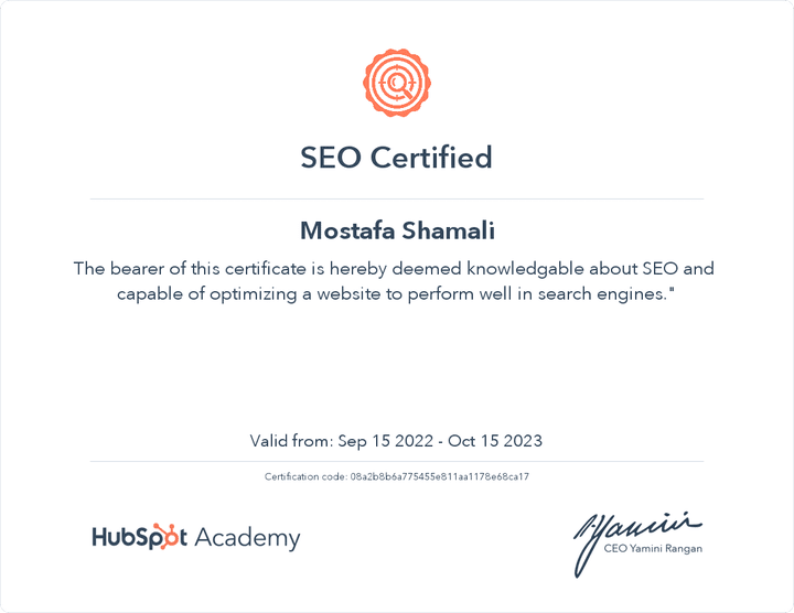 HubSpot SEO Certification