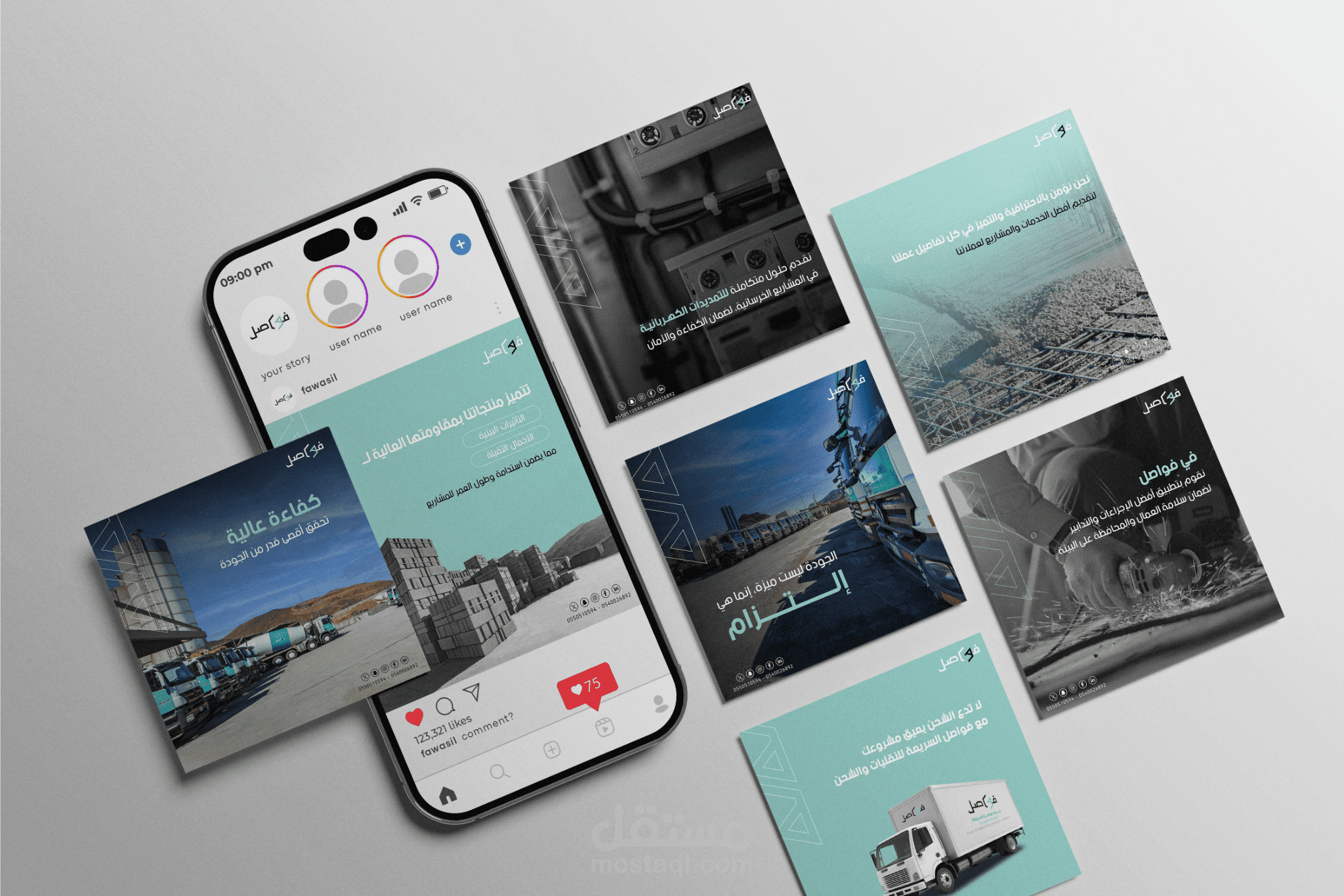 تصميم بوستات سوشيال ميديا لشركة خرسانة