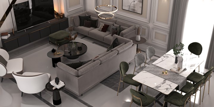 Neoclassical living & dining room