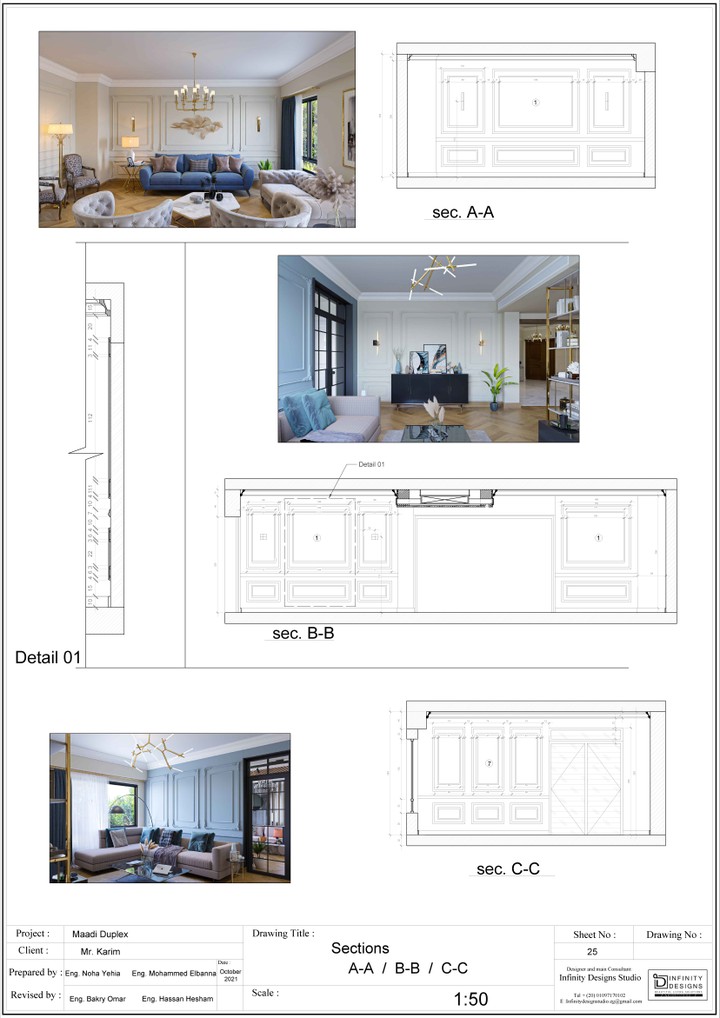 villa working drawings interior design