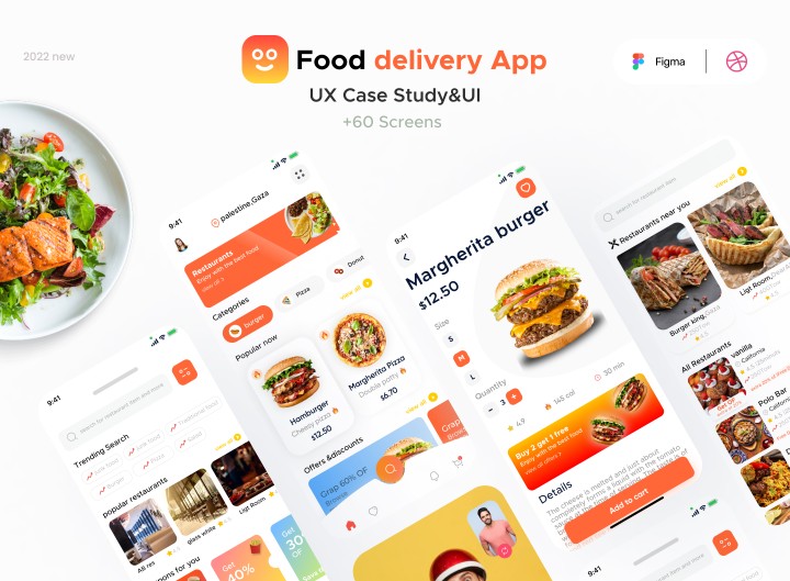 تصميم UXUI  لتطبيق طعام (Food delivery) بشكل احترافي وعصري