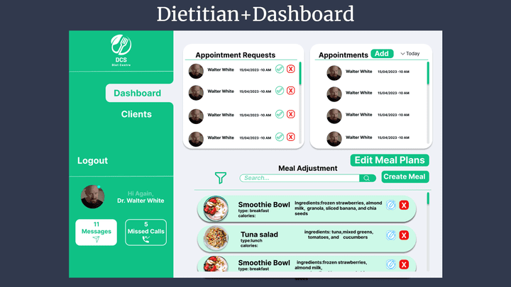 نظام دايت سنتر - Diet Center System UI/UX