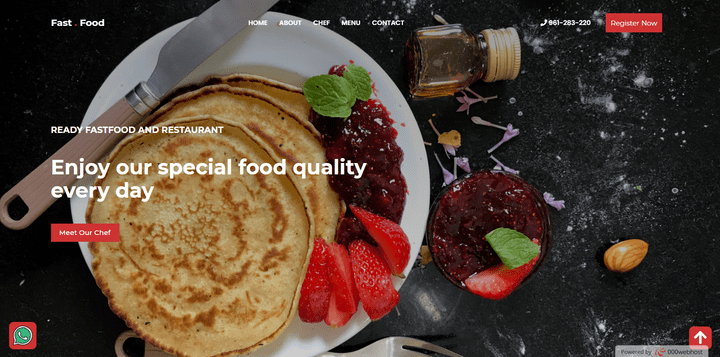 Online food website design