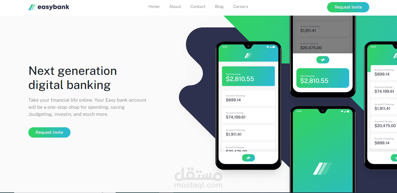 online bank landing page