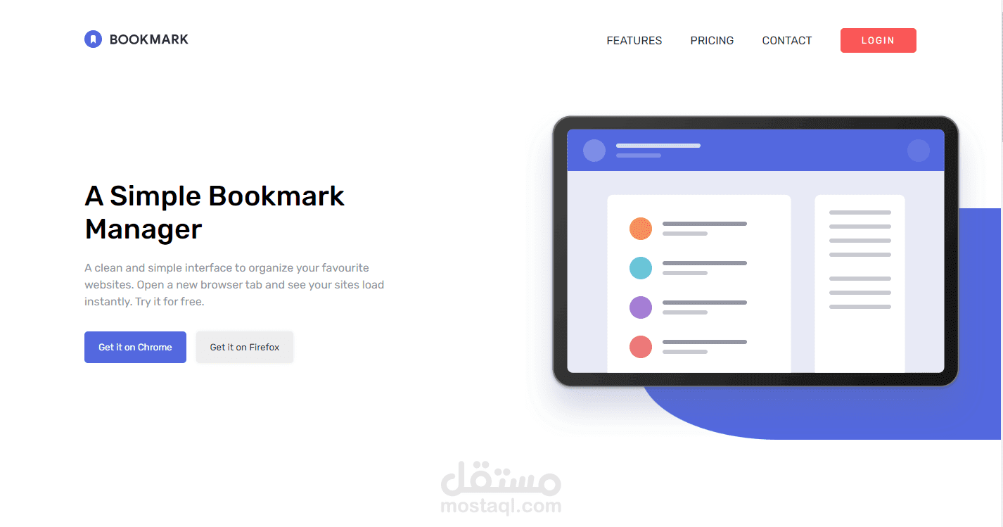 Responsive Landing Page For Bookmark Manager