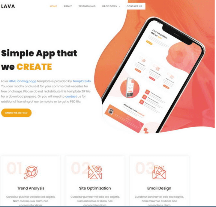 Lava Landing Page Template