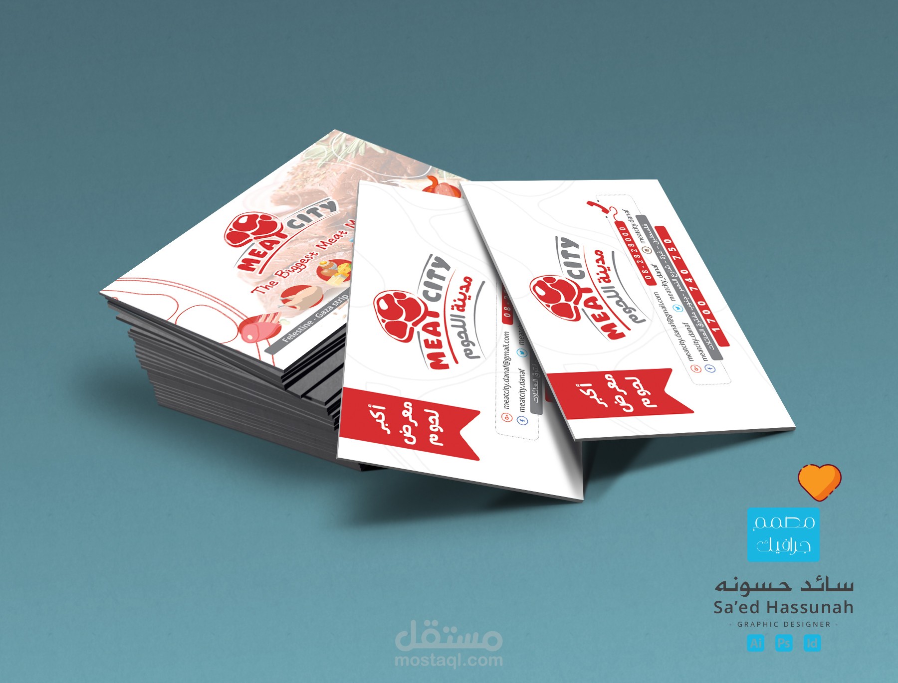 تصميم كرت أعمال Business Card لمدينة اللحوم