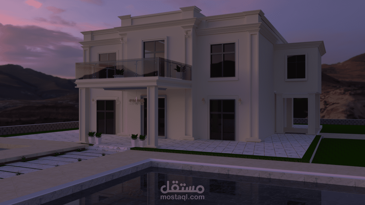 تصميم واجهة منزل طابقين