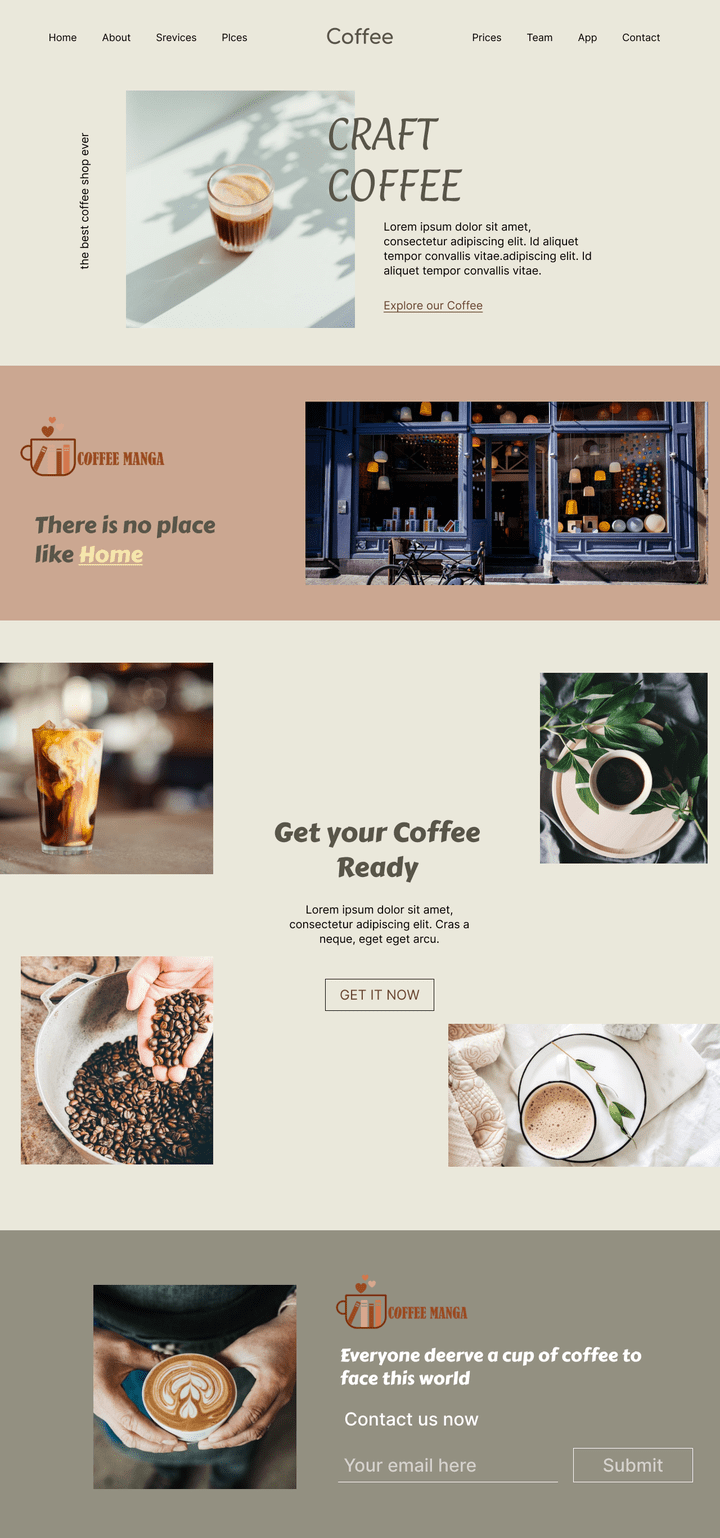 Coffee shop website design