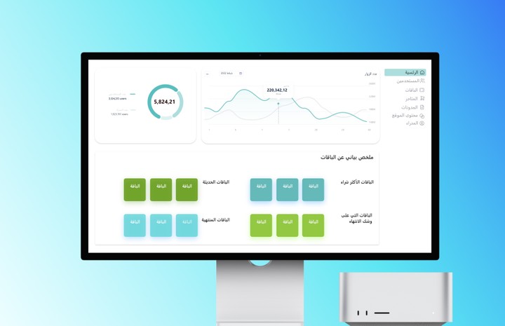 تصميم لوحة تحكم dashboard لمنصة صاري تيكنولجي