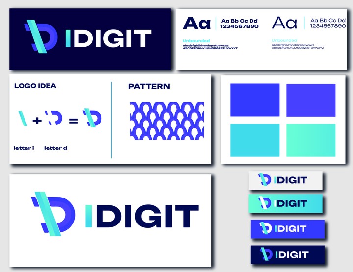 لوغو وهوية بصرية كاملة لمتجرالكتروني بيع منتجات رقمية idigit