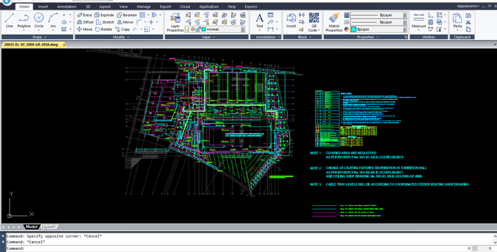 Electrical Shop drawing regarding lighting system at A Mega Project in Egypt