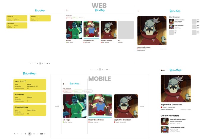 App and Website for Characters