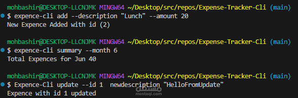 EXPENCE TRACKER CLI