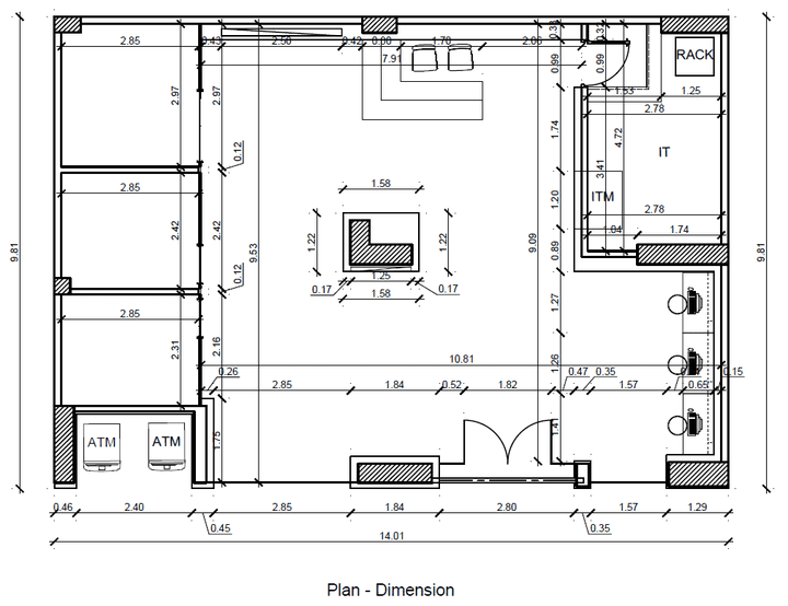 Architectural shop drawing for a administrative branch