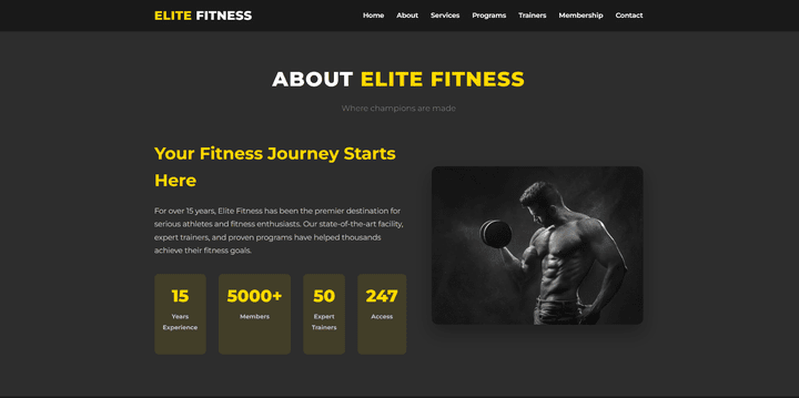 موقع Elite Gym - صفحة هبوط Landing Page