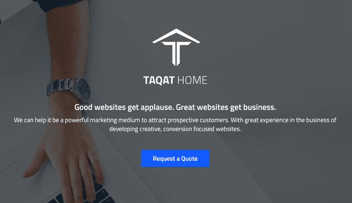 Taqat Home Landing Page