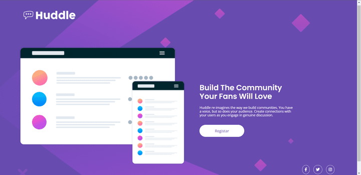 huddle landing page