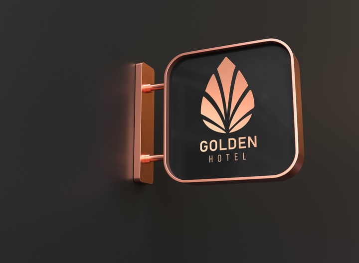 Design Logo And Moke Up To Golden Hotel