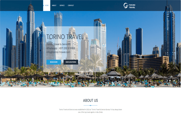 موقع لشركة تورينو للسفر والخدمات