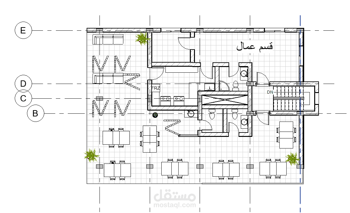 خارطه تصميمه لطابقين من عماره استثماريه , الطابق الاول مطعم والثاني شقه سكنيه