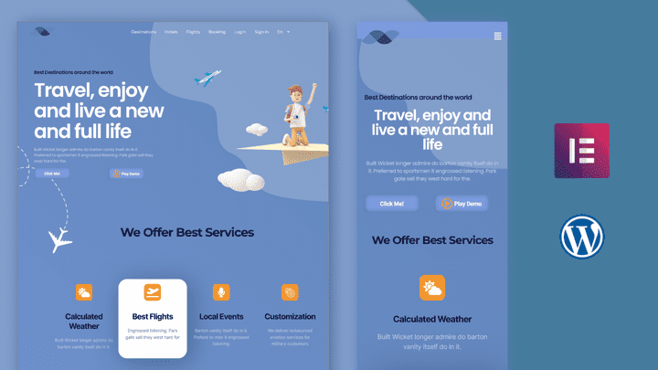 wp elementor travel landing page