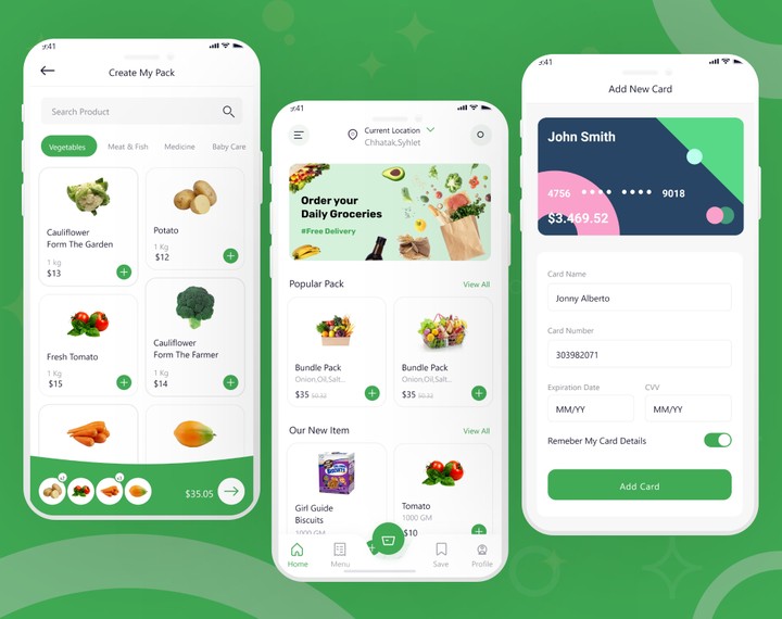 تطبيق متجر الكتروني لبيع الخضروات E-grocery App