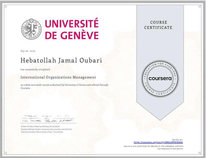 International organizations management certificate