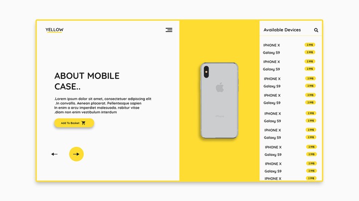 Yellow for mobile cases selling and printing