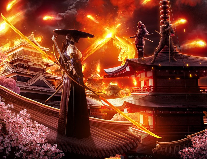 Photo Manipulation For Burning Town And Epic Fight Ninja