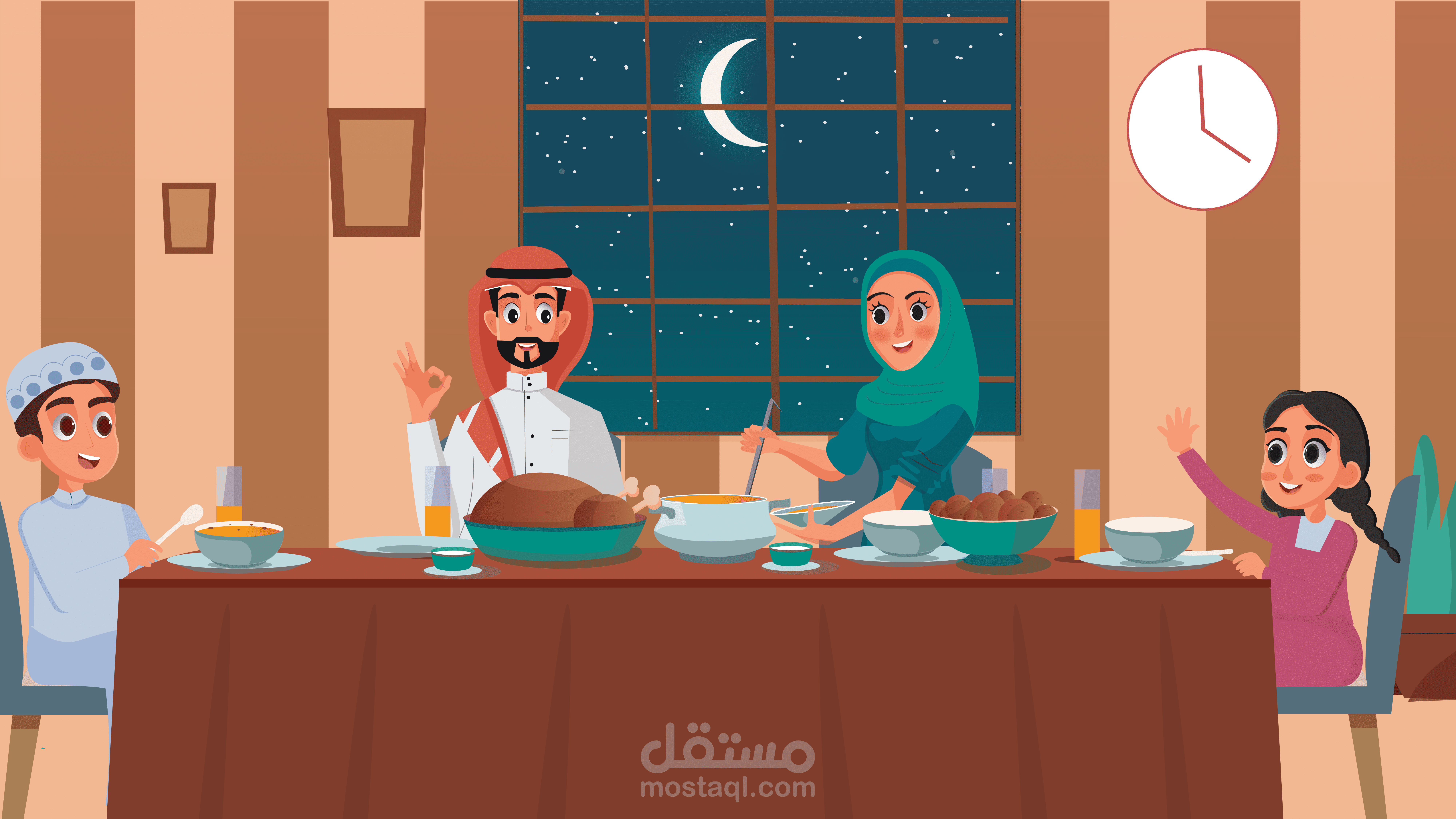 رسم وتصميم مشاهد موشن جرافيك بمناسبة شهر رمضان