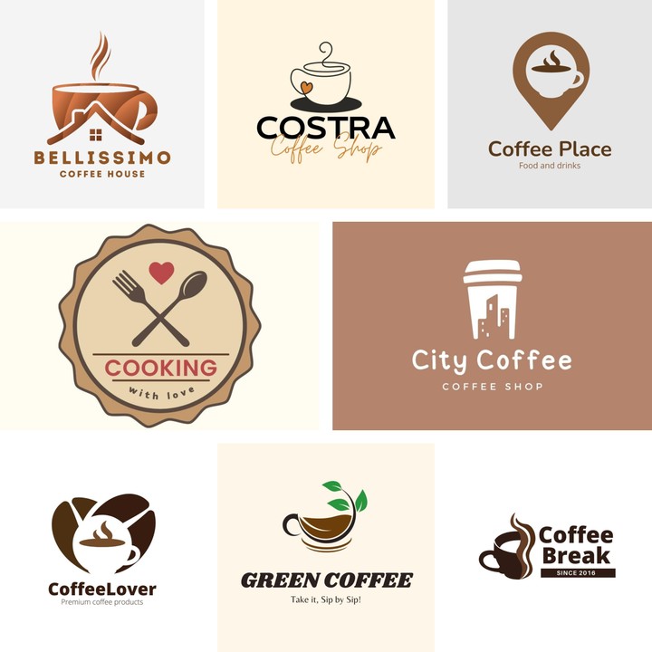 تصميم شعارات لبعض محلات القهوة والكافيهات والمطاعم | Logo Design for Coffee Shops, Cafes and Restaurants