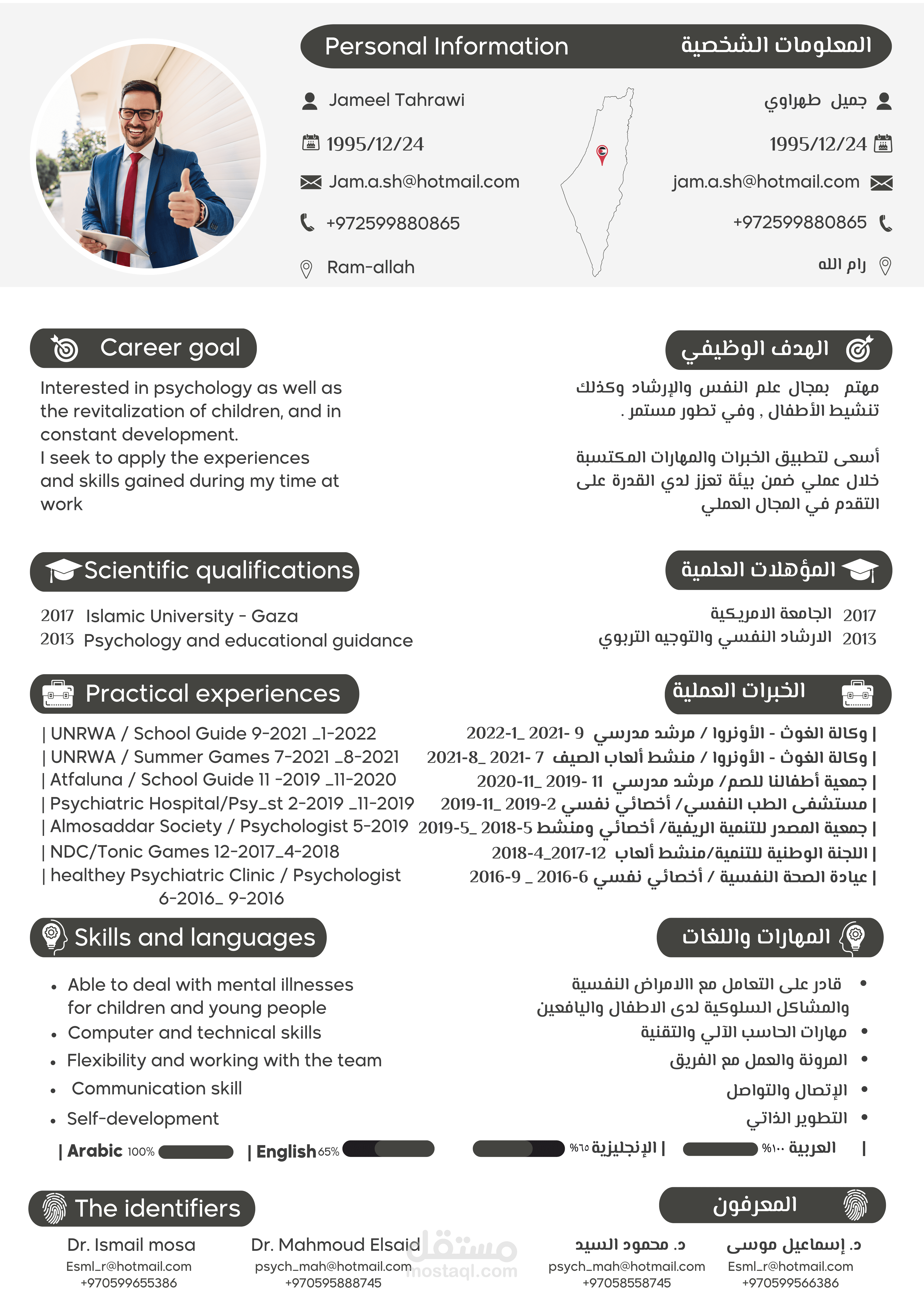 cv باللغتين العربية والانجليزية