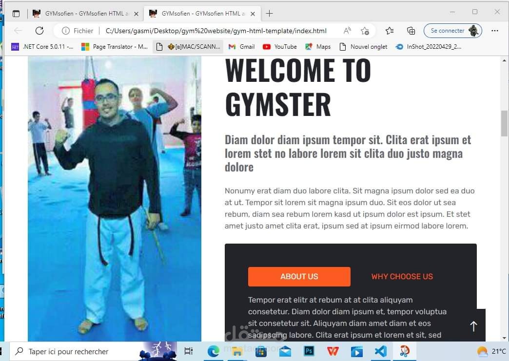 قالب احترافي لموقع خاص بالجيم بلغةhtml css bootsrap