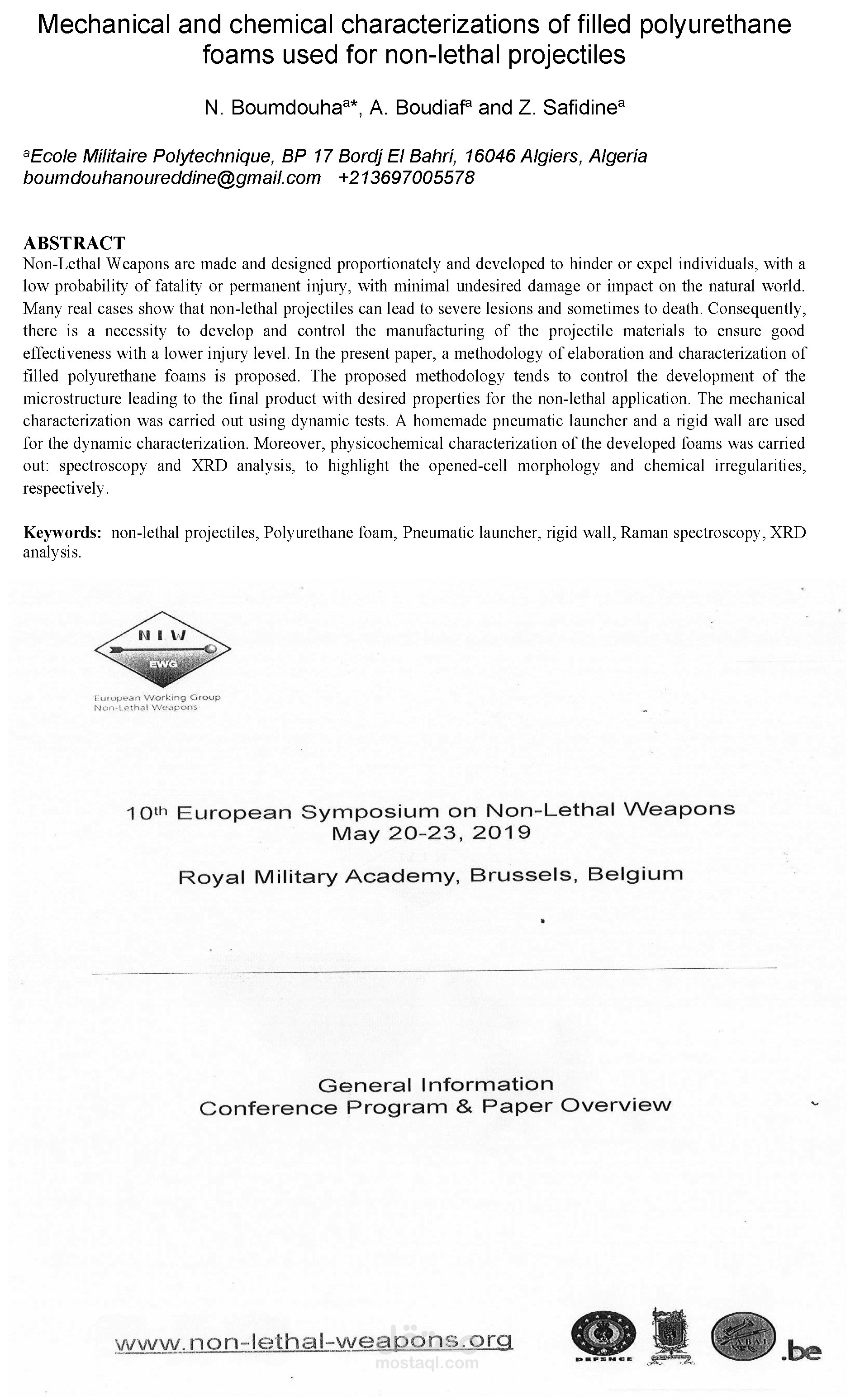 Int'l Conf_3_Caractérisations mécaniques, chimiques mousses polyuréthane chargées