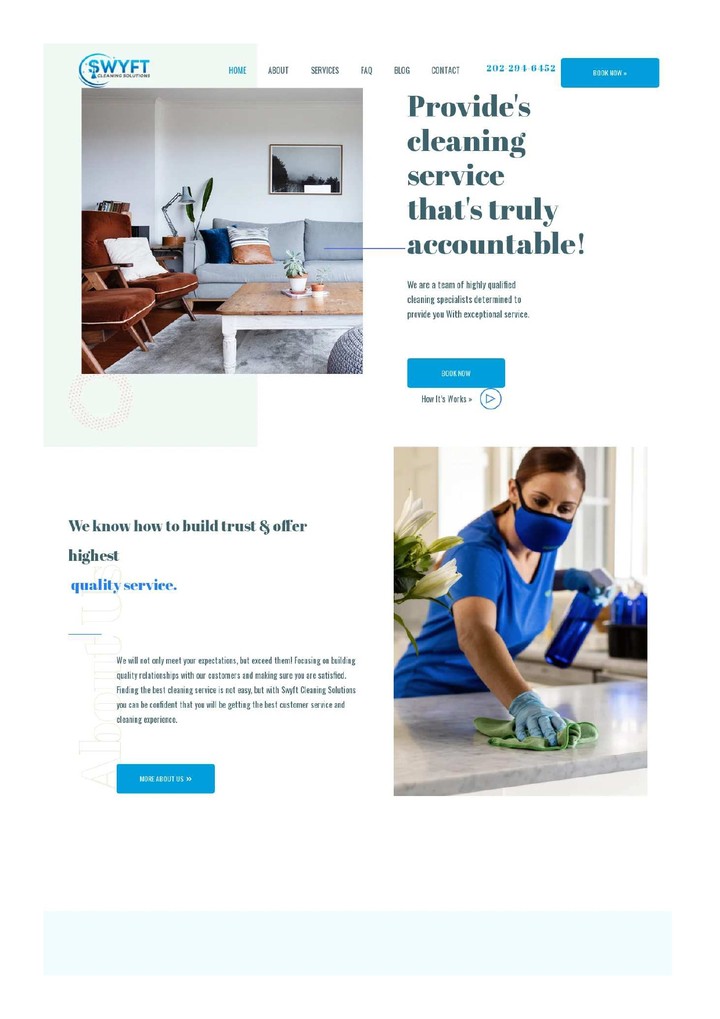 Website offering Cleaning services.