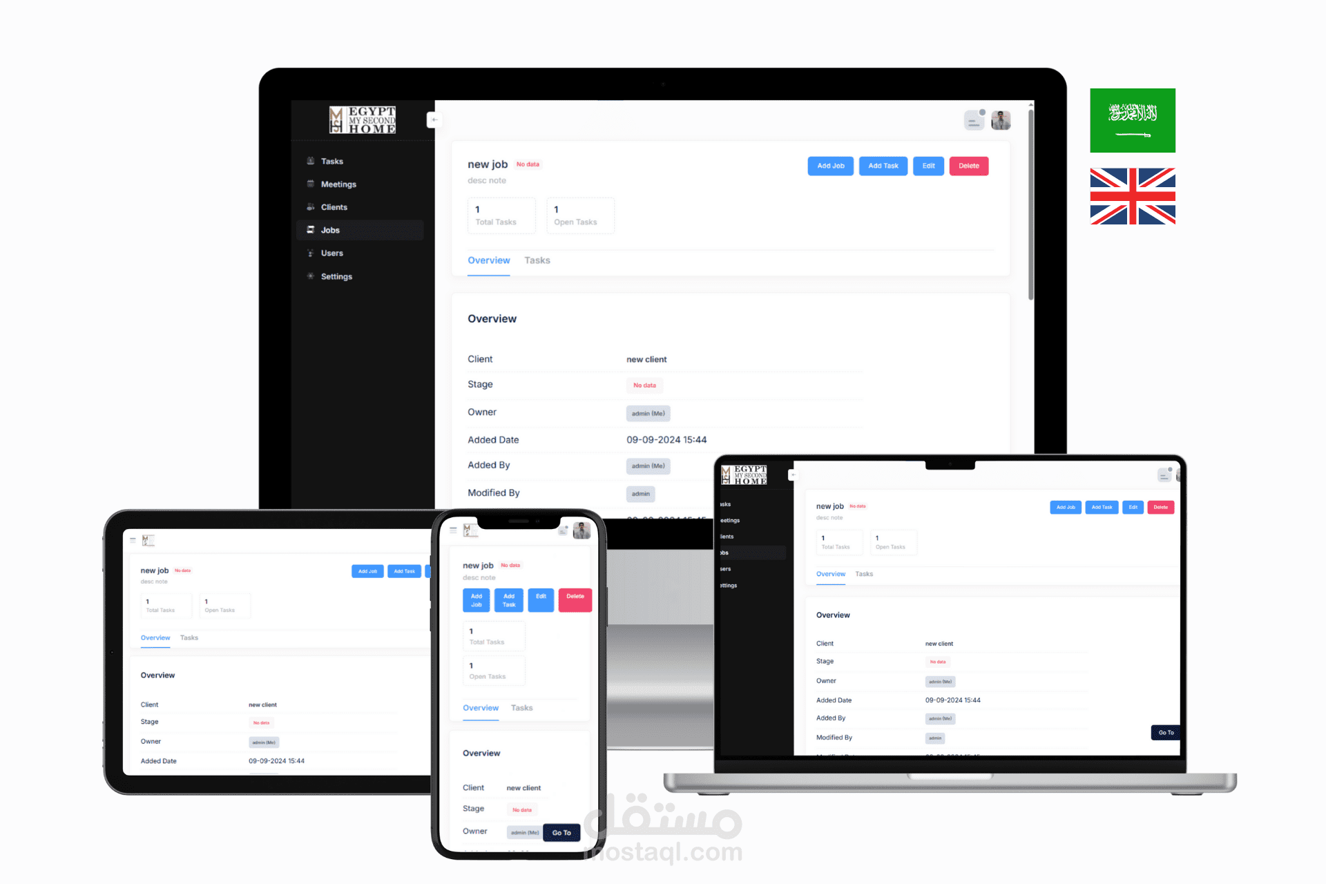 تطوير نظام CRM مخصص لشركة Egypt My Second Home