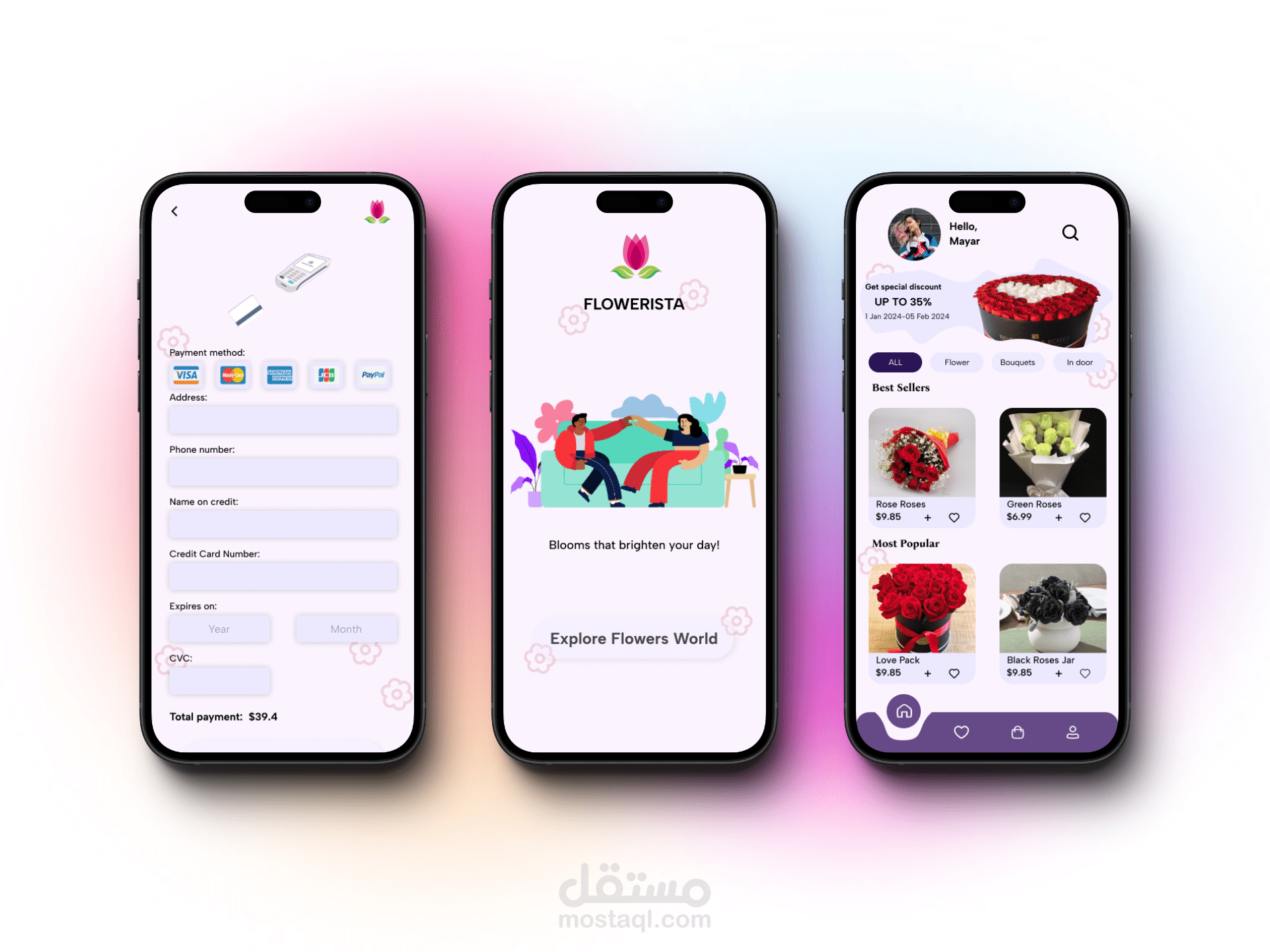 برنامج لطلب و توصيل الورود باستخدام فيجما Figma