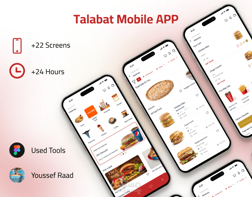 تصميم تطبيق Talabat للهواتف المحمولة