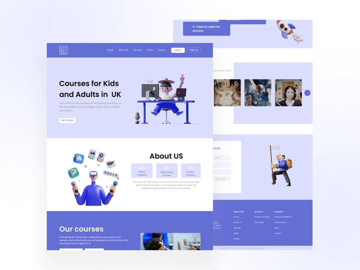 Landing page - Kids Courses