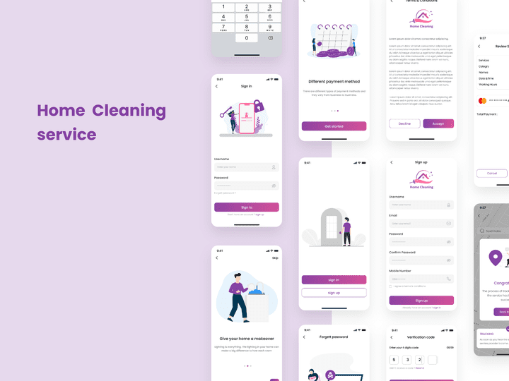 Login screen - Home cleaning services