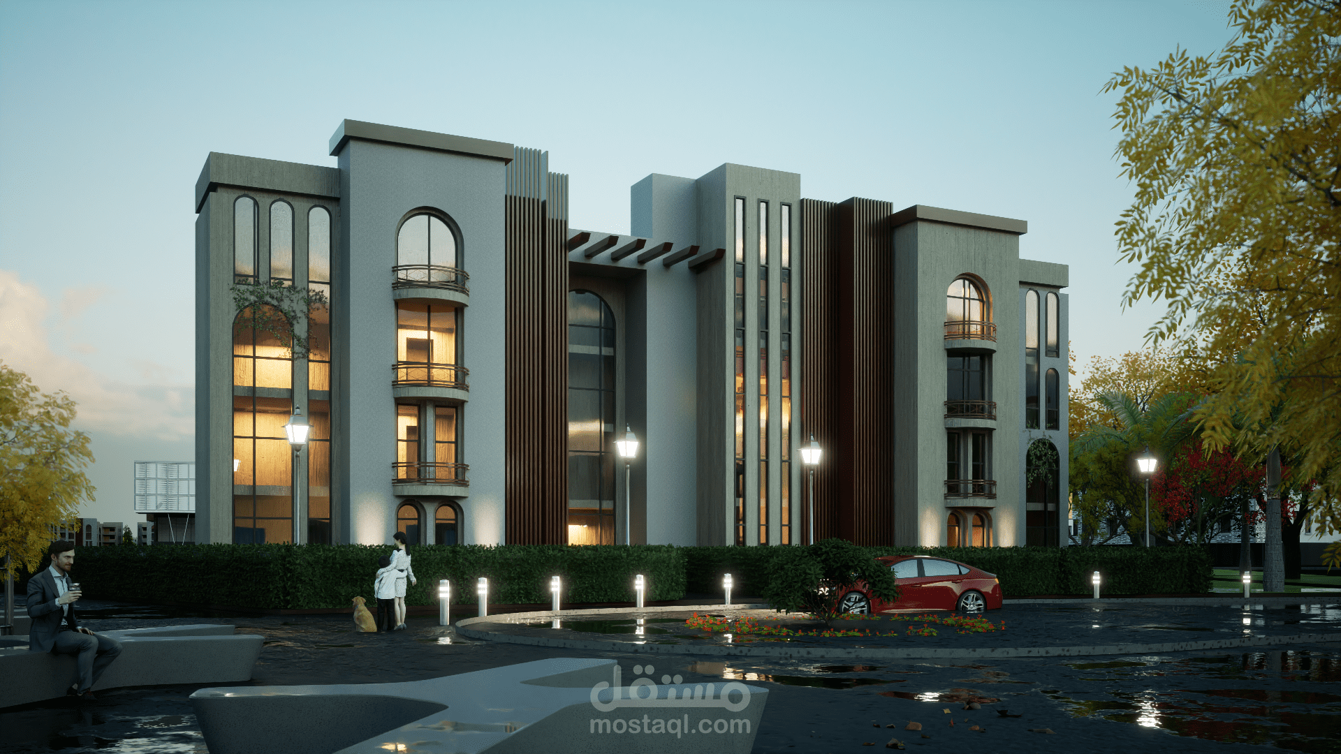 تصميم واظهار عمارة سكنية في مصر