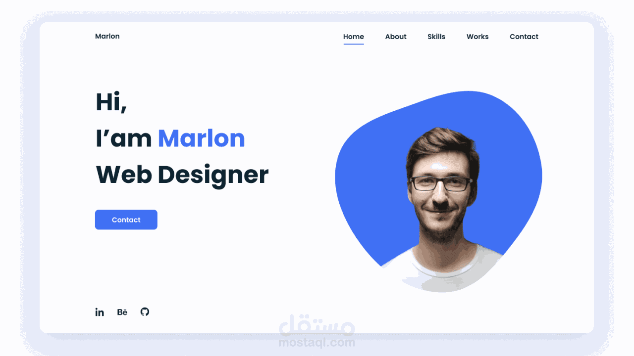 تصميم موقع ملف شخصي يضهر فيه اعمالك وماهاراتك و طرق التواصل مع امكانيه الدارك مود ( dark Mod ) والايت مود ( Light Mod )