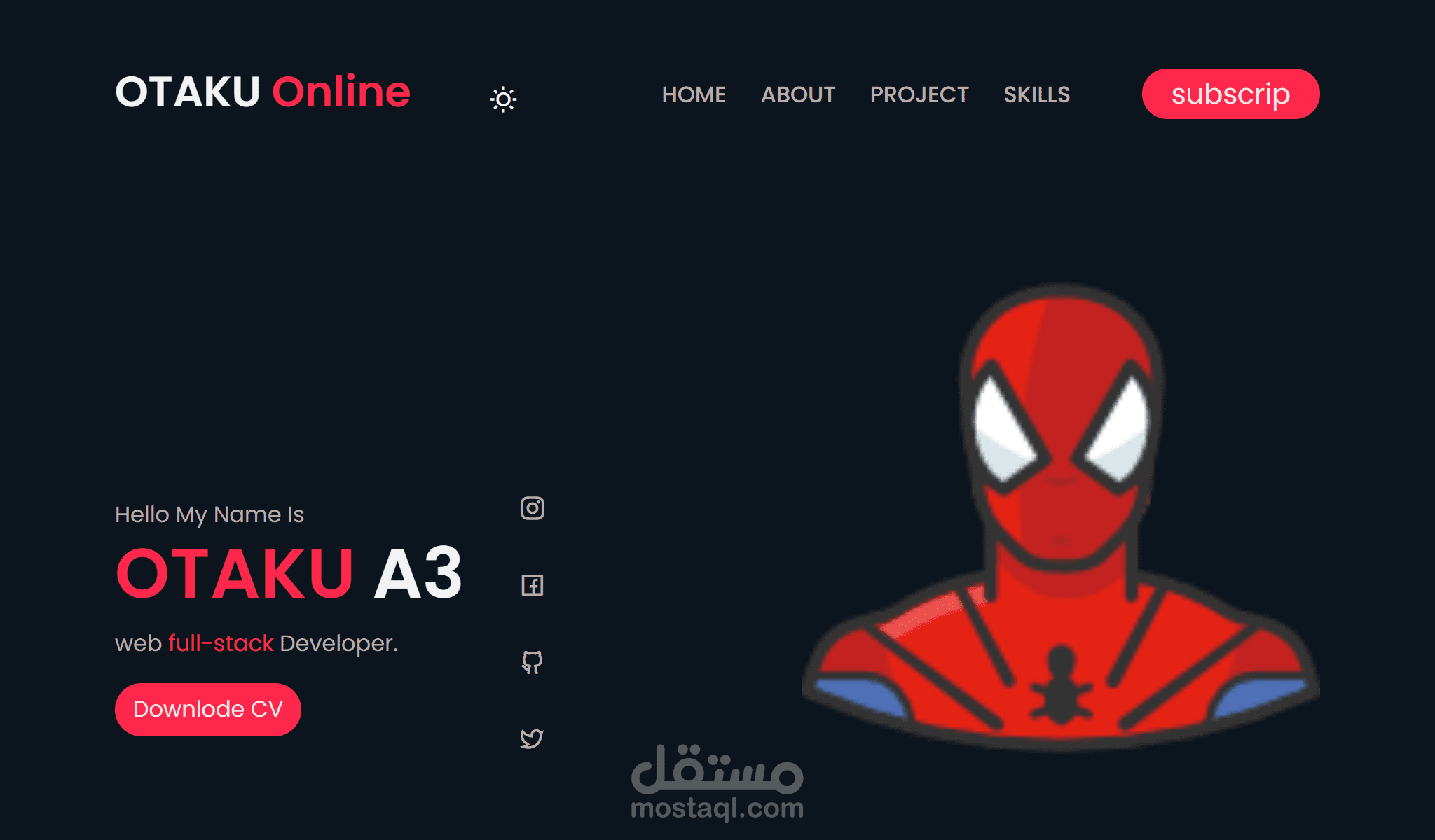 تصميم موقع ملف شخصي يضهر فيه اعمالك وماهاراتك و طرق التواصل  مع امكانيه الدارك مود ( dark Mod ) والايت مود ( Light Mod )