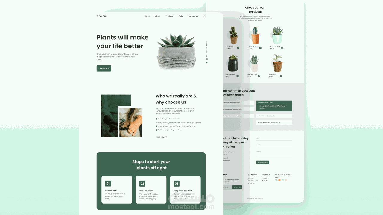 تصميم متجر الكتروني لبيع النباتات بشكل جميل , يعمل بشكل Responsiv