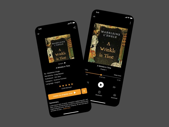 Audiobook app - dark mode