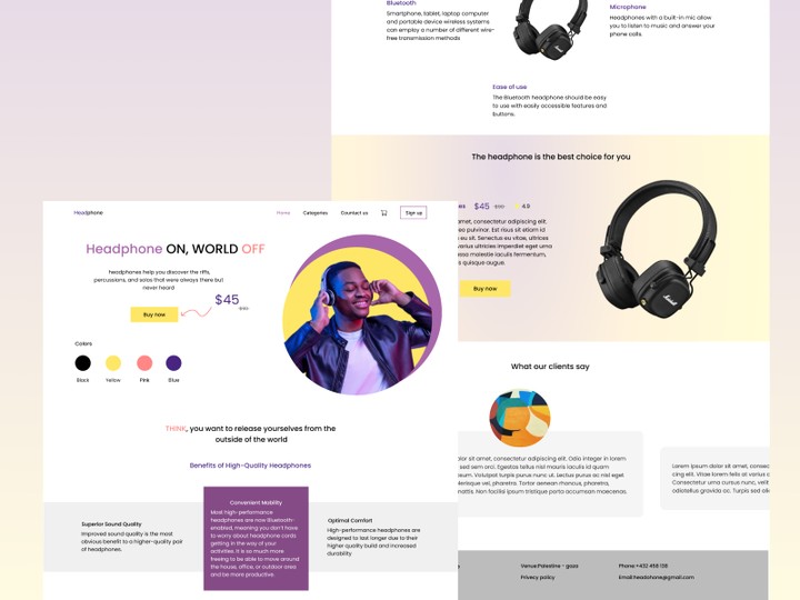 Headphone landing page