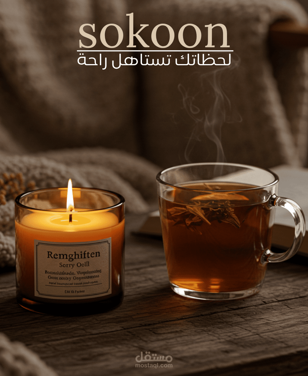 تصميم سوشيال ميديا لشركة شموع اسمها sokoon