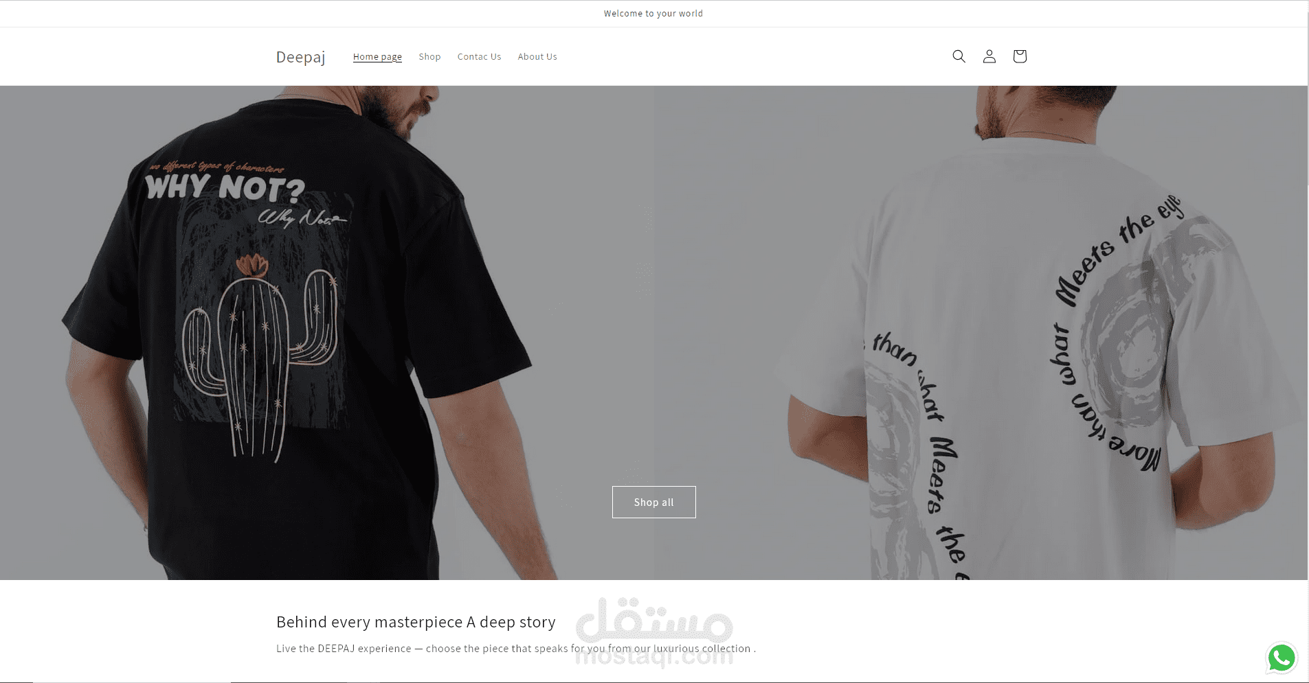 متجر إلكتروني متخصص في بيع الملابس الرجالية باستخدام منصة Shopify.